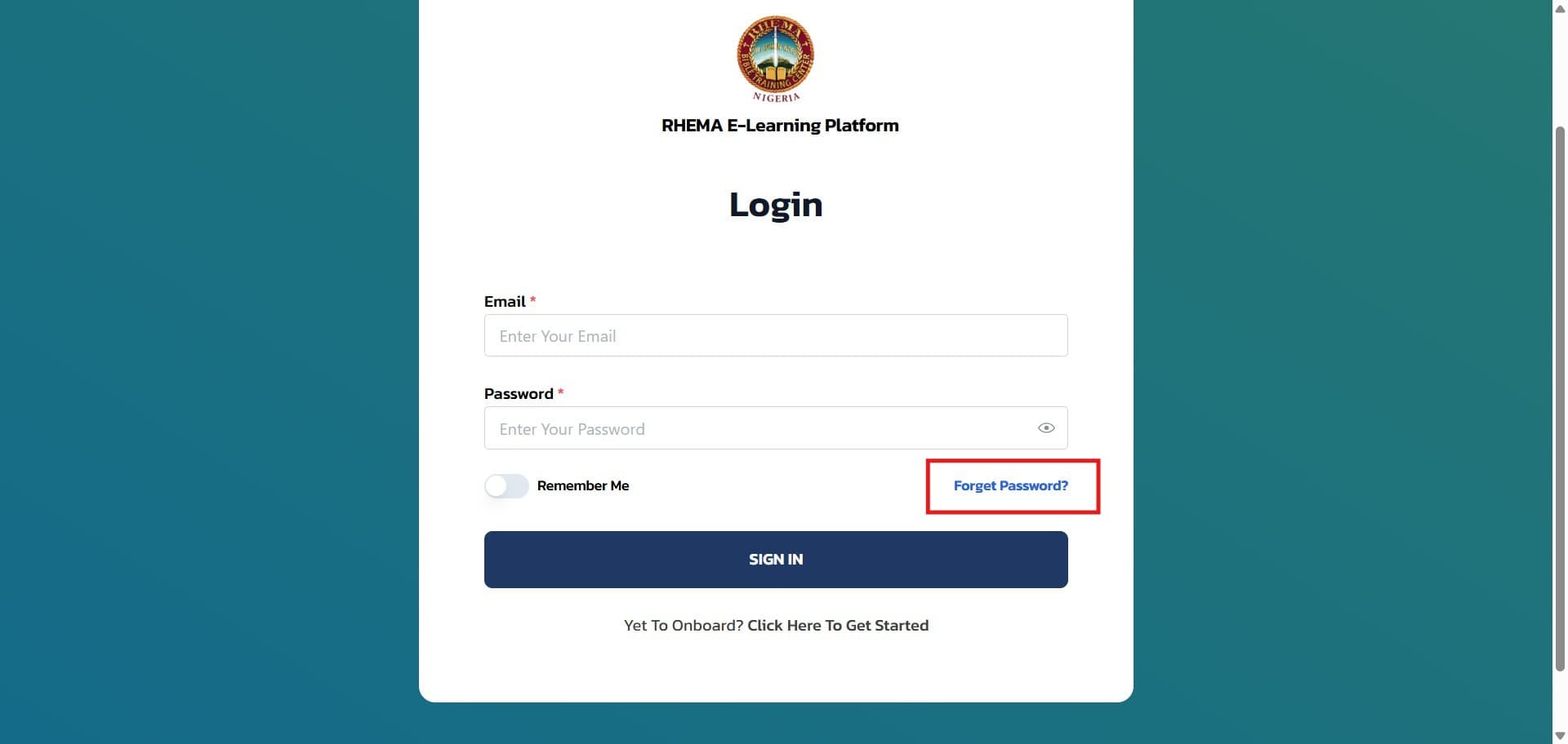 Forgot Password Link