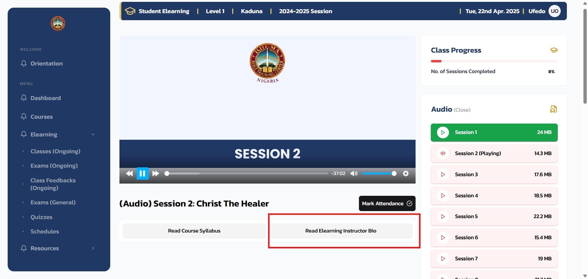 Instructor Bio Button