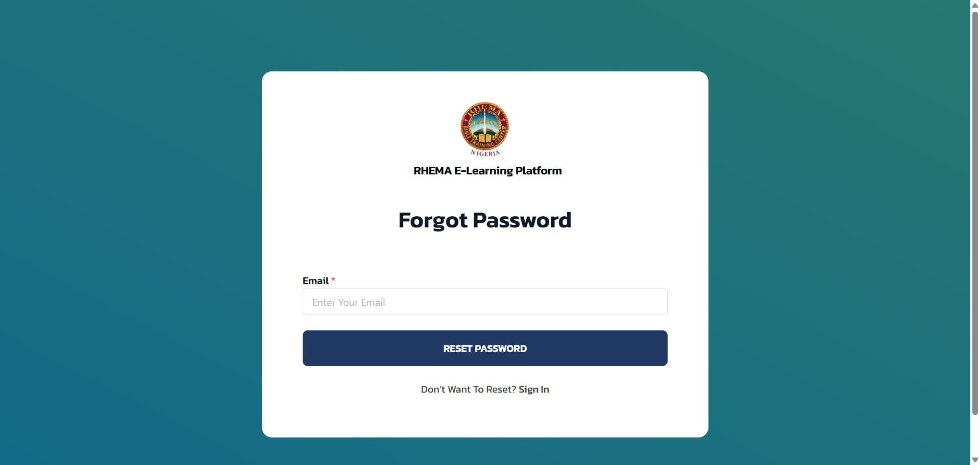 Reset Password Form