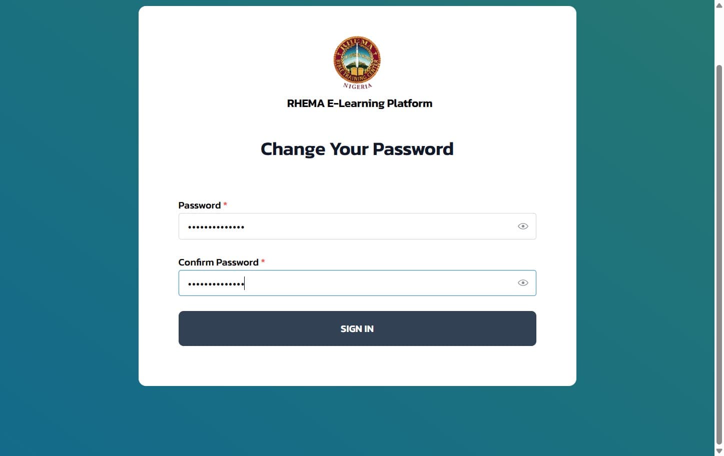 New Password Form